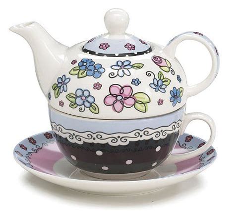 Whimsical Flower Teapot Duo Adorable Teapot And Teacup For One Set