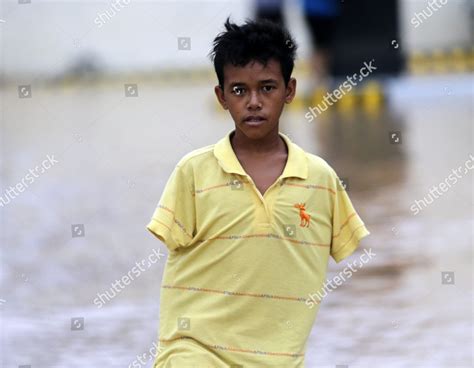 Filipino Typhoon Victim Boy Wades On Editorial Stock Photo Stock