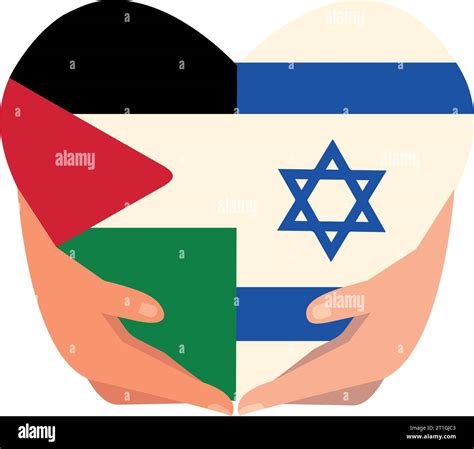 banderas de israel y palestina en el corazón Imagen Vector de stock Alamy