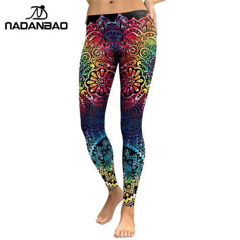 Nadanbao Leggings Women Mandala Flower 3d Printing Legging Fitness