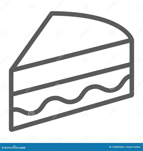 Piece Of Cake Line Icon Sweet And Food Pie Sign Vector Graphics A