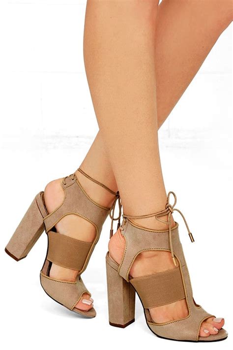 Fun Nude Heels High Heel Sandals Vegan Suede Heels 38 00
