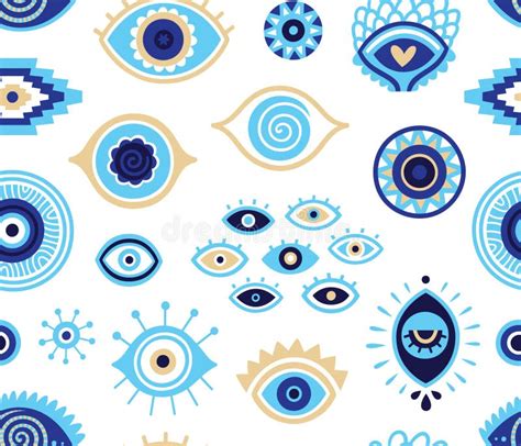 Evil Eyes Seamless Pattern Magic Talisman Background Stock Vector