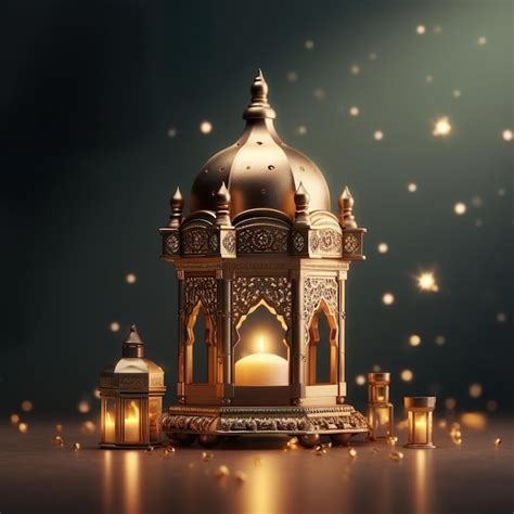 Premium AI Image Gold Lantern And 3d Composition