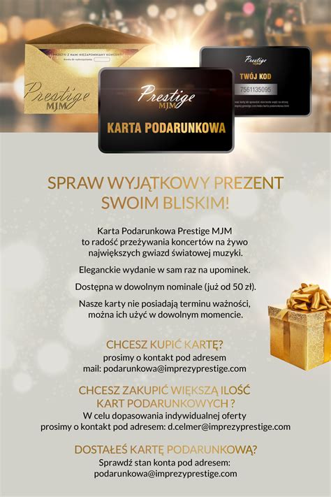 Karta Podarunkowa Sprzedaż biletów on line Prestige MJM