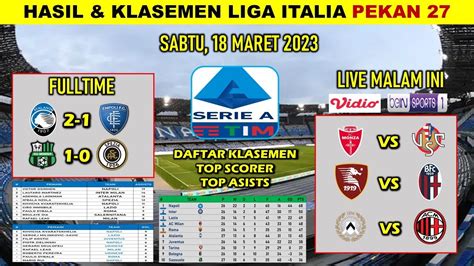 Hasil Liga Italia Tadi Malam Atalanta Vs Empoli Liga Italia