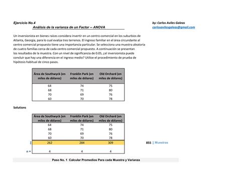 Ejercicio Análisis De La Varianza De Un Factor Anova Ppt