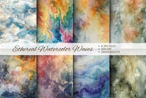 Ethereal Watercolor Waves Graphic by All_Design98 · Creative Fabrica