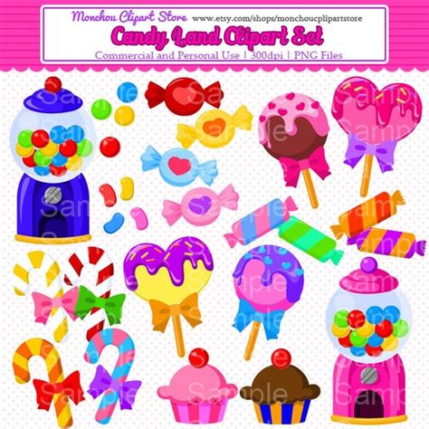 The Candy Land Clipart Set Includes Lollipops Candies And More