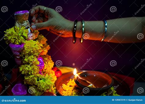 Hindu Goddess Lakshmi stock image. Image of alter, flowers - 13947219