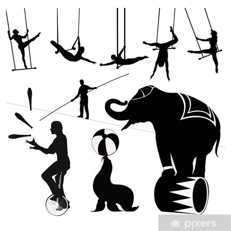 Sticker Vector Illustration Circus Silhouettes PIXERS US