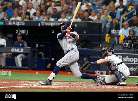 Houston Astros Shortstop Carlos Correa 1 Bats Against The Tampa Bay