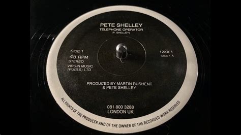 Telephone Operator Pete Shelley Youtube