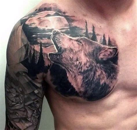 Pin By Ang N Thi L N On Ch T Wolf Tattoo Sleeve Chest Tattoo Wolf