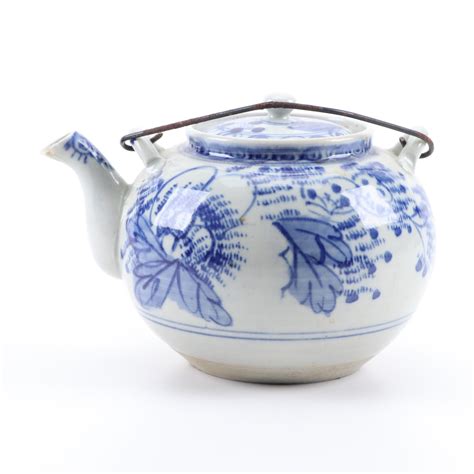 Four Chinese Hand-Painted Porcelain and Ceramic Teapots | EBTH