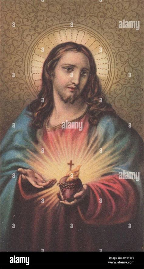 Vintage Holy Card Sacred Heart Of Jesus Sacred Heart Of Jesus And Immaculate Heart Cor Jesu