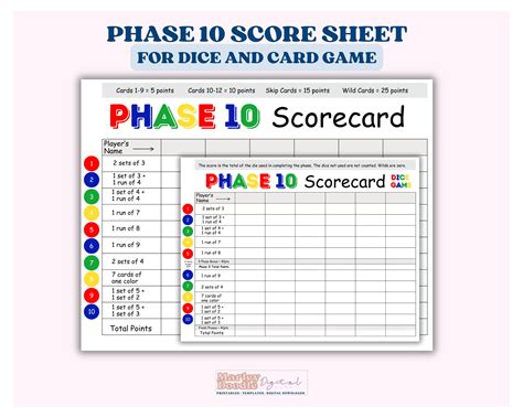 Printable Phase 10 Scorecard | FREE Printable