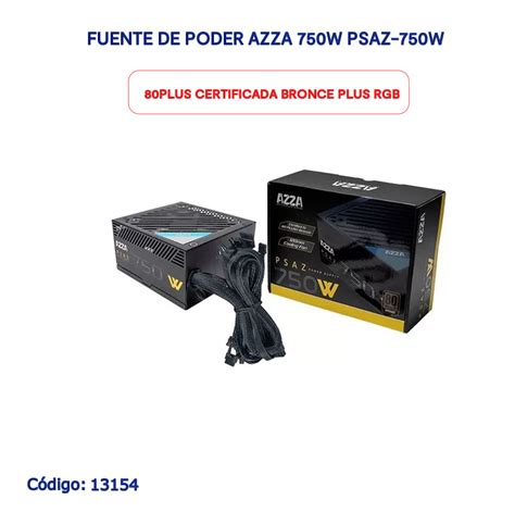 FUENTE DE PODER AZZA 750W 80PLUS CERTIFICADA BRONCE PLUS RGB PSAZ 750W