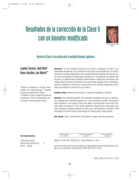 Resultados De La Corrección De La Clase Ii Con Un Bionator Modificado