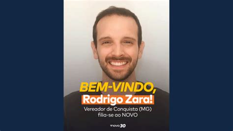 Partido Novo anuncia filiação de Rodrigo Zara vereador de Conquista MG