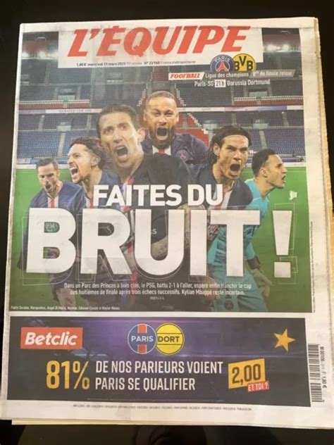 L EQUIPE JOURNAL 11 03 2020 Ligue Des Champions Paris Sg Dortmund