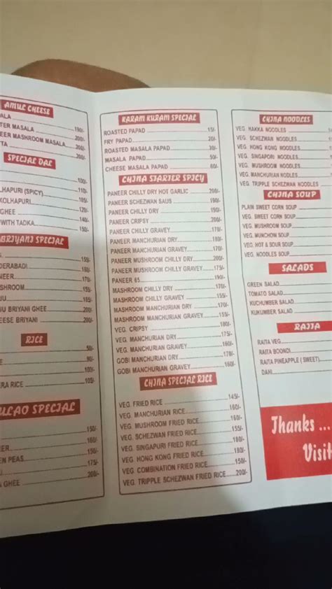 Menu at Rasoi Restaurant, Titwala