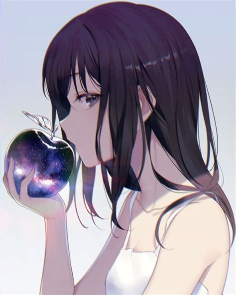 Black Haired Anime Girl With Purple Eyes 720x900 Wallpaper