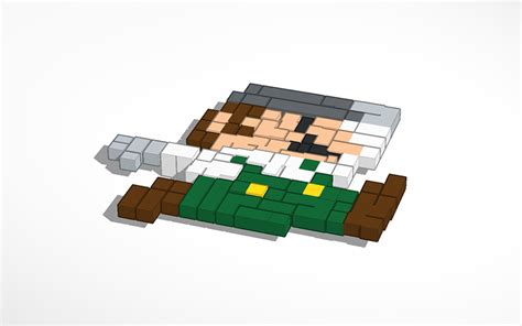 3D design fire luigi pixel art | Tinkercad