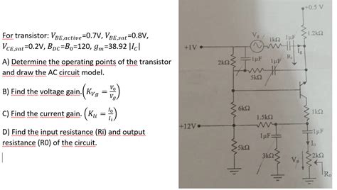 Solved For Transistor Vbeactive07 Vvbesat08 V