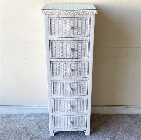 Boho Chic Wicker Highboy Lingerie Dresser For Sale At StDibs