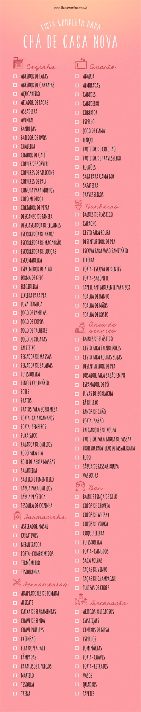 Lista De Ch De Casa Nova Saiba Como Fazer A Sua Sem Esquecer De Nada