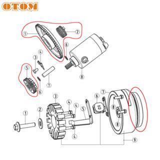 Otom Motorcycle Electric Starter Clutch Gear Assy Starter Dual Sprocket