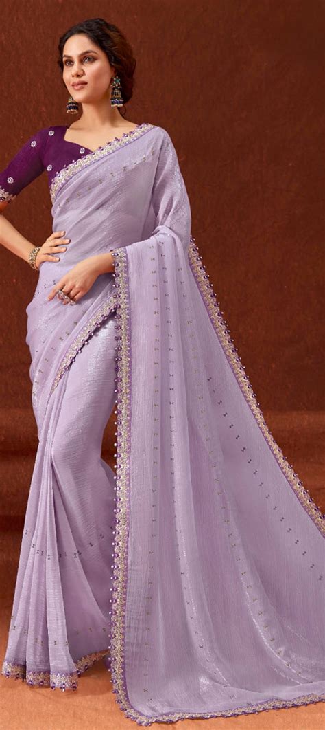 Festive Party Wear Traditional Purple And Violet Color Silk Fabric