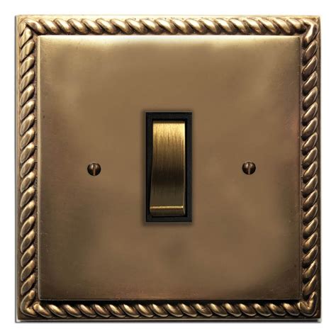 Georgian Rocker Light Switch 1 Gang Hand Aged Brass Broughtons Lighting And Ironmongery