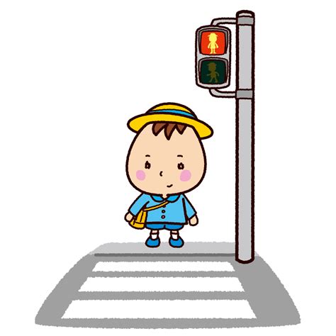 交通安全のイラスト（横断歩道 赤信号） イラストくん