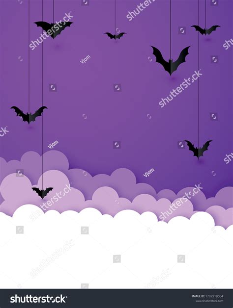 Black Paper Bats Hanging On Threads Stock Vector (Royalty Free