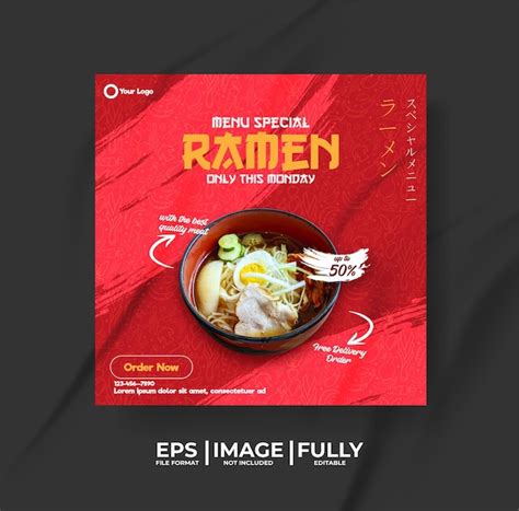 Premium Vector Ramen Japannese Food Menu Template With Food Pattern