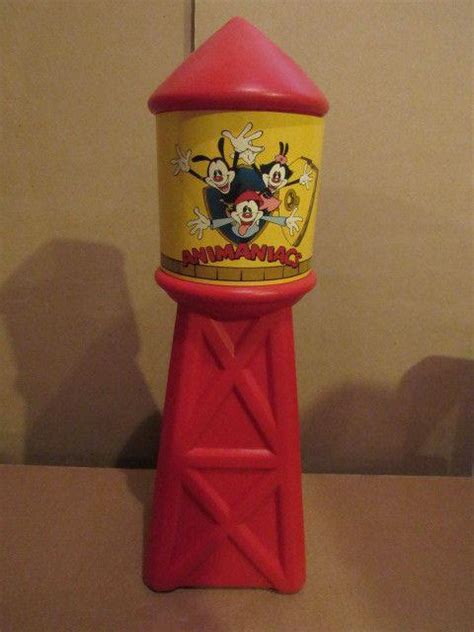 Vintage 1994 Animaniacs Water Tower 14" Red Plastic Piggy Bank Warner ...