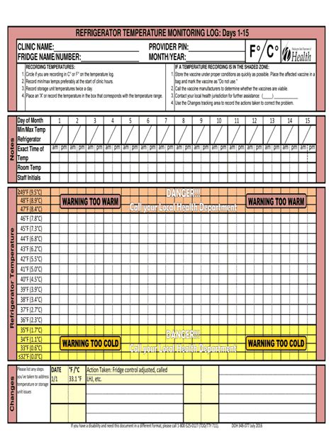 Fillable Online Kingcounty Vaccine Temperature Monitoring Log Vaccine