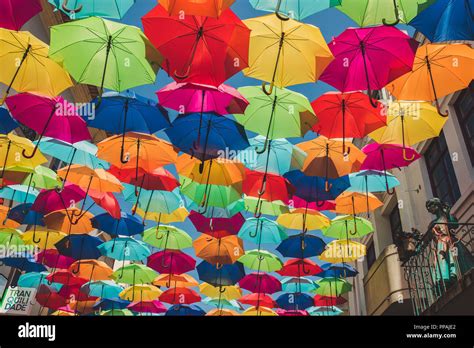 Umbrella Sky Project, Agitágueda, Águeda, Portugal Stock Photo - Alamy