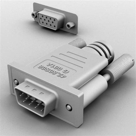 vga monitor connector female 3d model