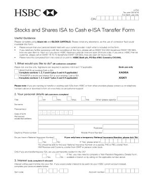 Fillable Online Stocks And Shares Isa To Cash E Isa Transfer Form