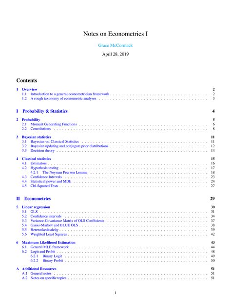 Econometricsnotes Econometric Introduction Notes On Econometrics I