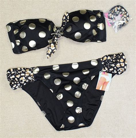 Victoria S Secret Sexy Bandeau Shimmer Polka Dot Bikini Swimsuit Bikinis Beautiful Swimsuits