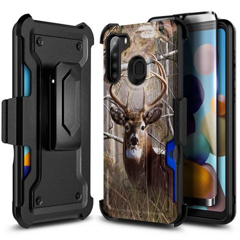 Nagebee Case For Samsung Galaxy A21 With Tempered Glass Screen Protector Full Coverage Armor