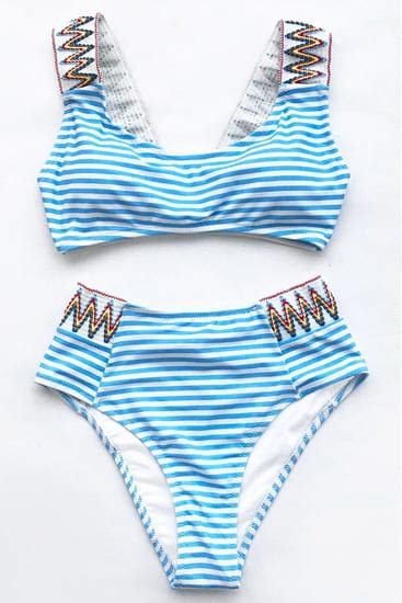 Cupshe Glittered Dew Stripe Bikini Set Bestfashionhq