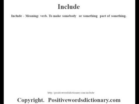 Include definition | Include meaning - YouTube 