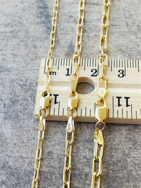 Solid K Gold Paperclip Chain K Solid Gold Open Link Paper Etsy