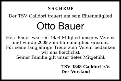 Traueranzeigen Von Otto Bauer Südwest Presse Trauer