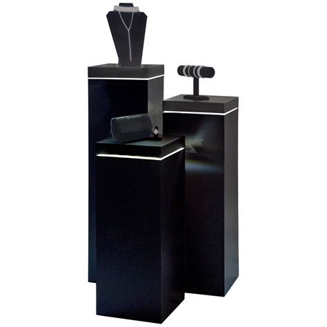 Black Laminate Top LED Accent Lighted Pedestal ShopPOPdisplays